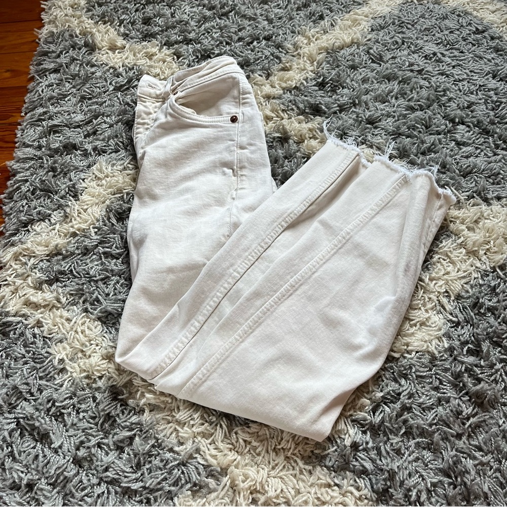 Zara Mid Rise Tan Flare Jeans